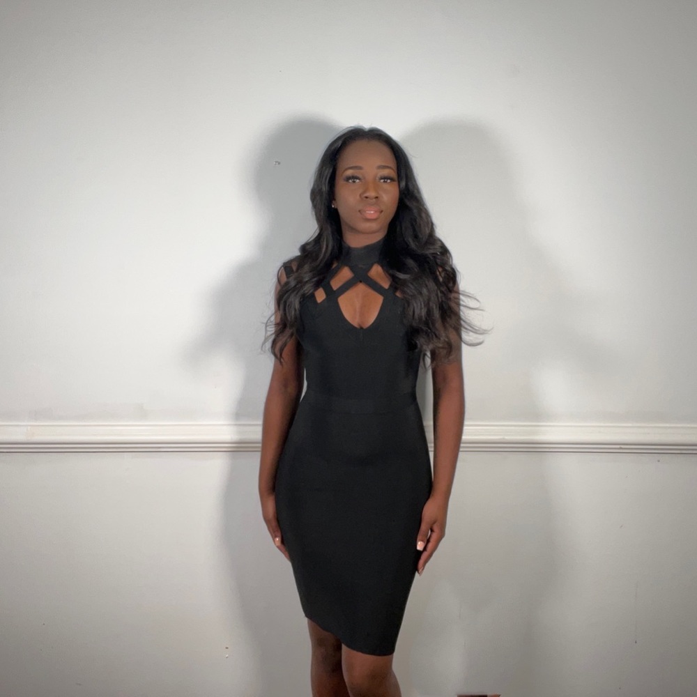 Black evening bodycon dress